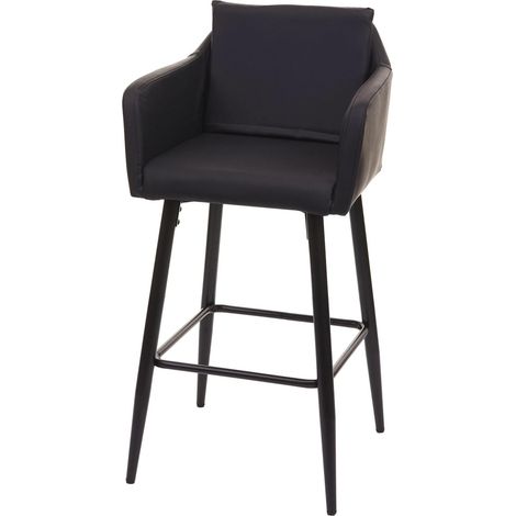 Sgabello bar alto da bancone con poggiapiedi in metallo seduta sintetica nera design moderno 040001206