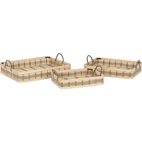 Objet de cuisine plateau bambou élégant avec poignées - Brun clair naturel (1/4)