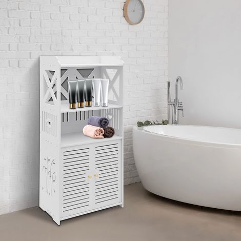 4-stufiger Freistehend Badezimmerschrank, Mehrzweck-Aufbewahrungsschrank 40×25×90cm Verschleißfes Wasserdicht Feuchtigkeitsbeständig Badezimmer-Aufbewahrungseinheit Moderner Mehrzweck-Einzeltürschrank
