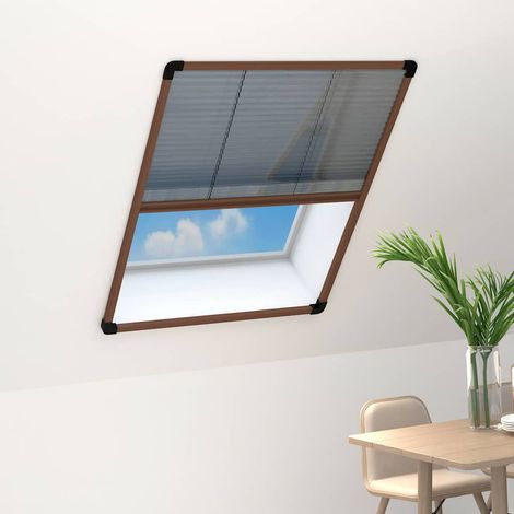 Moustiquaire plissée pour fenêtre de toit en aluminium marron 60 x 80 cm - PANGIVO (1/5)