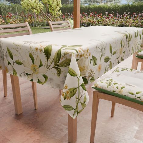 Nappe Anti-Taches Carrée (140 x 140 cm) Couvre-Table de Cuisine, Motif Floral, X4 Places, 100% fabriquée en Italie (1/5)