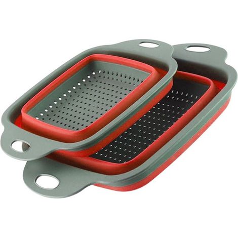 Set di 2 cestelli pieghevoli per scolare: scolapasta, setaccio, cestello telescopico per scolare, cestino per frutta e verdura, utensili da cucina regolabili, cestello salvaspazio per scolare. (1/5)