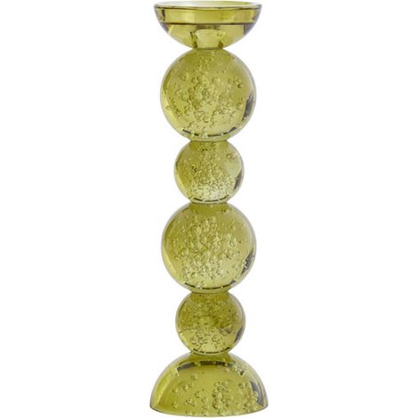 Grand bougeoir bulle Itinga vert olive 10x10x34cm