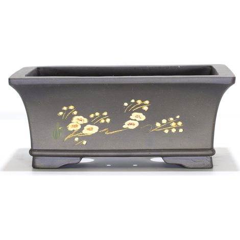 Vaso bonsai rettangolare decorato a mano cm. 24 (1/3)