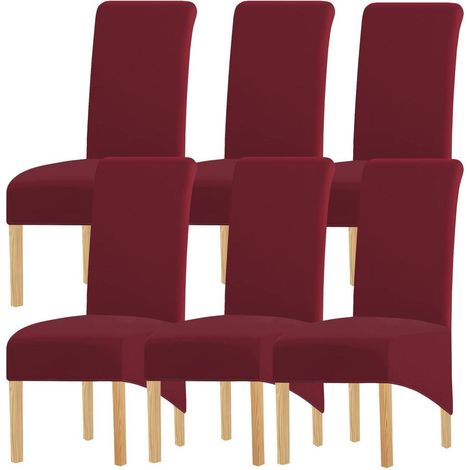 Stuhlhussen XL Weinrot 6er-Set für Esszimmerstühle mit hoher Rückenlehne aus Spandex (1/5)
