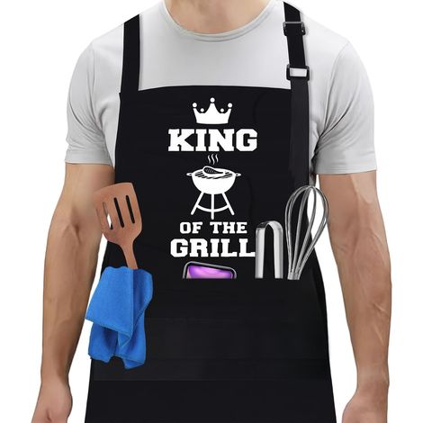 flintronic Tablier de Cuisine, Tablier Personnalisé pour Homme Femme, Tabliers Barbecue Étanche avec Poches, Tabliers Cuisine Humour RigoloRéglable, pour Barbecue Fête, Fête des Pères, Anniversaire (1/5)