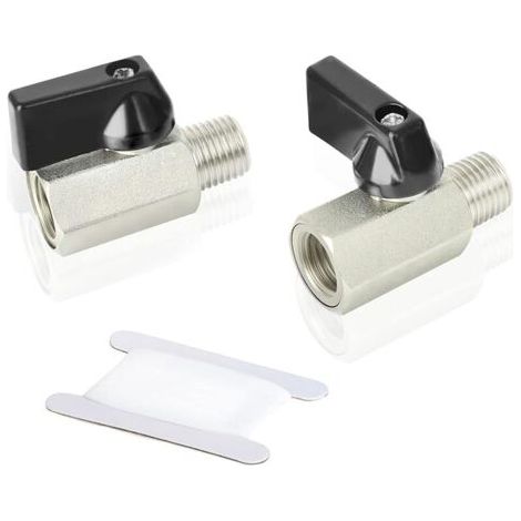 Pair 2 Pcs 1/4\" femelle x 1/4\" homme robuste vanne à bille en cuivre nickelé coupure interrupteur (1/5)