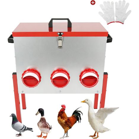 Mangeoire automatique pour poules et volailles, grande capacité 15kg avec 6 ports d'alimentation étanches, mangeoire anti-nuisibles réglable en hauteur pour jardin et poulailler