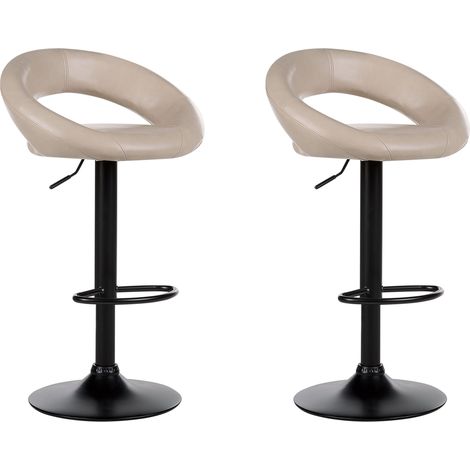 Conjunto de 2 sillas de bar cocina modernos de altura ajustable tapizado piel sintética beige claro Peoria II (1/5)