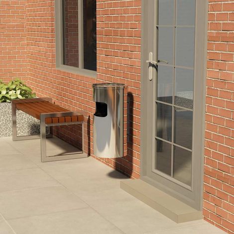 vidaXL Poubelle à cendrier murale Acier inoxydable 26 L (1/5)
