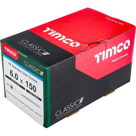 TIMCO Classic Multi-Purpose Countersunk A2 Stainless Steel Woodcrews - 6.0 x 150