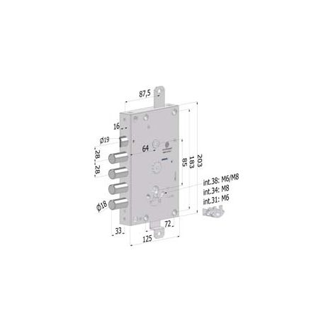 SERRATURA TRIPL. APPLIC.P/PORTE BLIND. CIL.EU REV. INT.28 TOPGEAR 1651- (1651SCR0328CXX) - 1 pezzi SECUREMME
