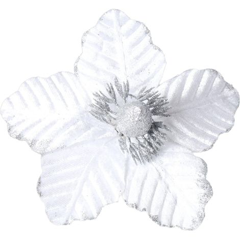 Magnolia blanca y plateada en púa - flores para árbol de Navidad 19,5 cm (1/5)