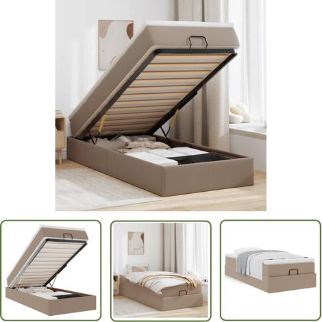 vidaXL Ottoman-Bett mit Matratze Cappuccino-Braun 100x200cm Kunstleder (1/5)