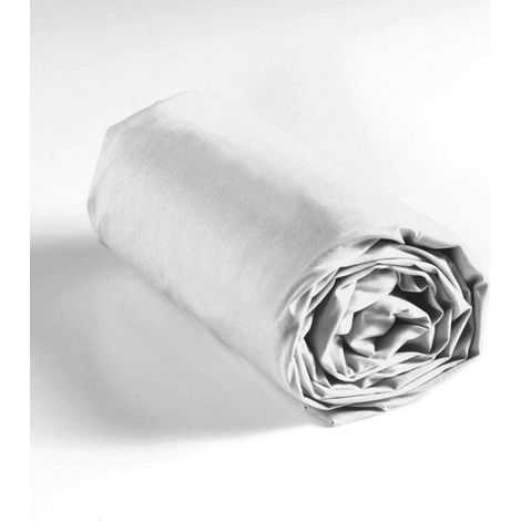 Drap housse - - 90x190 cm - 100% coton - Bonnet 30 cm - Blanc (1/5)