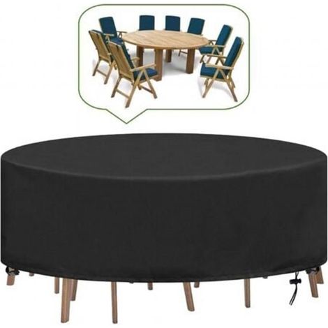 Nappe de jardin ronde, imperméable, résistante aux UV, en tissu Oxford durable, compatible avec les tables et les chaises, 227 x 100 cm. (1/5)