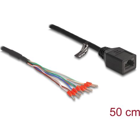 Delock Cable RJ45 hembra a terminal de cable Cat.5e 50 cm negro
