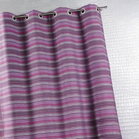 Rideau jacquard isolant à fines rayures Prune 140x260 cm