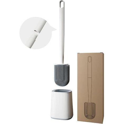 Brosse WC Silicone avec Support Anti-Goutte, Brosse de Toilette Antibactérienne (1/5)