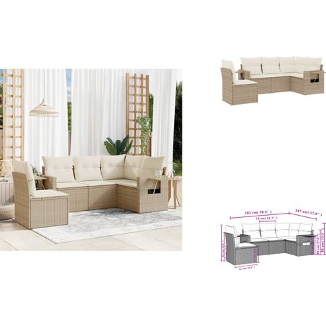 Salon de jardin avec coussins 5 pcs beige résine tressée - Ensemble Salon De Jardin - Meuble Extérieur - Résine Tressée - Rotin Synthétique - Mobilier De Jardin (1/3)