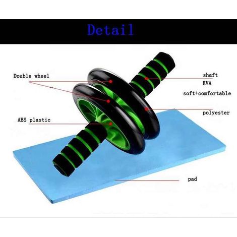 Roue abdominale de 40 cm (16 pouces) pour le yoga, la gym et le fitness : exercices abdominaux, renforcement des muscles abdominaux et du tronc, entraînement à domicile (vert/noir) (1/4)