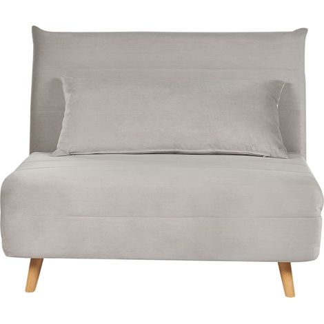 1-Sitzer Schlafsofa SETTEN Samtstoff Hellgrau (1/5)