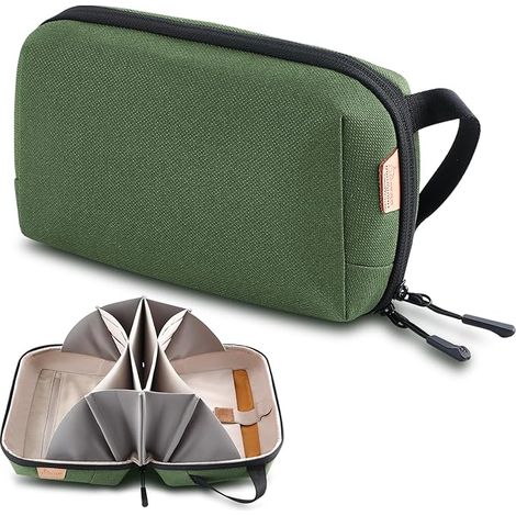 Sac de Rangement pour câble de Charge USB, Cartes SD, Ordinateur Portable,Sac d'accessoires pour Voyage,Travail,Vert (1/5)