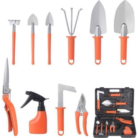 Gartenwerkzeug-Set - 10-teilig - Edelstahl - Tragetasche - Leicht und langlebig