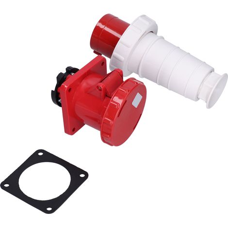 Connecteur électrique industriel 63A 3P+E 380-415V, prise et fiche 4 broches étanche encastrable, set étanche pour usage professionnel, IP67. (1/5)