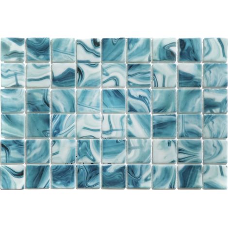 Mosaïque en verre pressé sur filet Modena Como Pool - 31.5cm x 47,7cm pour piscine (0.15 m 2)