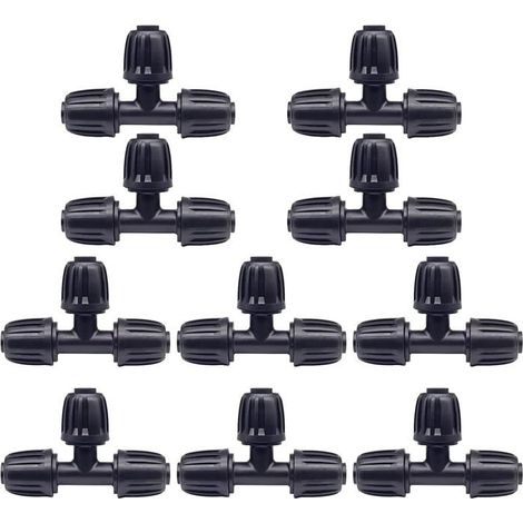 Lot de 10 T-Joint 13mm 1/2", Plastique Connecteurs 3 Voies D'arrosage Adaptateur Robinet Arrosage Accessoires (1/5)
