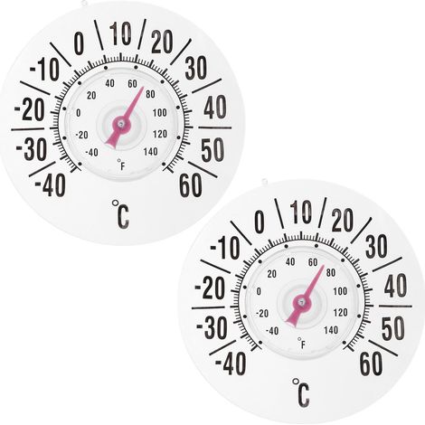 Thermomètre à Ventouse 2 Pièces pour Fenêtre Intérieur et Extérieur Cadran Analogique Facile Lire Haute Précision Pile Garage Serre (1/5)