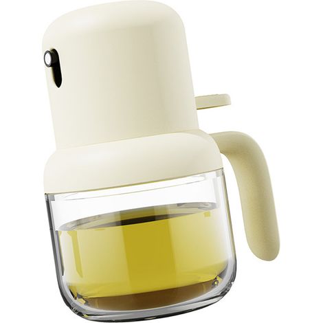 Beigefarbene Glas-Sprühflasche mit Aufsteckverschluss, ideal für Heißluftfritteusen und Grillgewürze. Diese Sprühflasche verfügt über eine Sprühfunktion und eine Dosierregelung. (1/5)