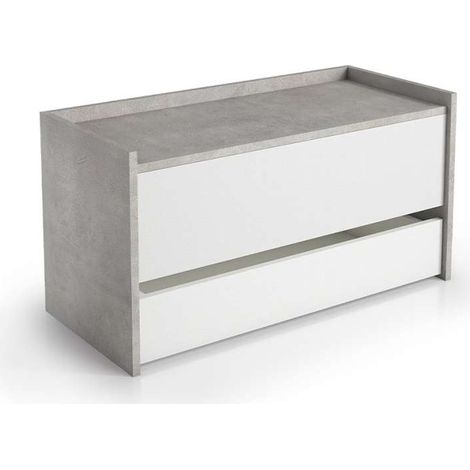 Baule Contenitore Con Chiusura Rallentata E Ampio Cassetto cemento e bianco (1/4)