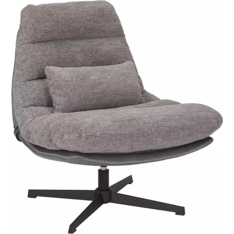 Fauteuil pivotant à 360° en éco-cuir et tissu gris SODALITE (1/5)