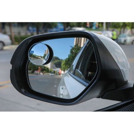 Rétroviseurs angle mort 4 pièces ronds verre HD 5 cm convexes sans cadre levier grand angle réglable voitures SUV camions (1/5)