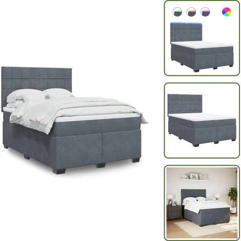 Boxspringbett mit Matratze Dunkelgrau 140x190 cm Samt - Boxspringbett - Doppelbett - Samtbett - Luxusbett - Schlafzimmermöbel (1/5)