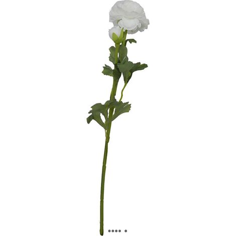 Renoncule artificielle en tige H 54 cm 2 têtes blanc (1/3)