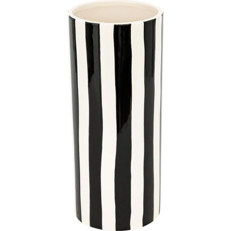 Vase Rayé en Dolomite "Edric" 30cm Noir (1/2)