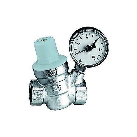 Thermador – Réducteur de pression 1/2'' femelle-femelle avec manomètre – Pression aval réglable 1 à 6 bar – Laiton – Filtre intégré