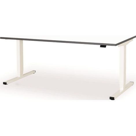 Postazione di lavoro in piedi/seduta levero H650-1250xB1800xT800mm bianco.RAL9003/bianco regolabile elettricamente