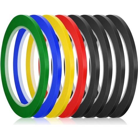 8 rollos de cinta para pizarra blanca，tira adhesiva de colores，cinta autoadhesiva，cinta para pizarra blanca，la oficina y el hogar (3 mm x 66 m) (1/5)