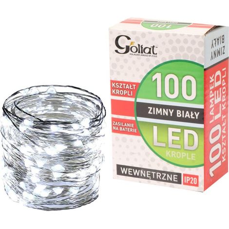 Ghirlanda LED bianca a batteria, 100 luci a forma di goccia per albero di Natale, a risparmio energetico (1/5)
