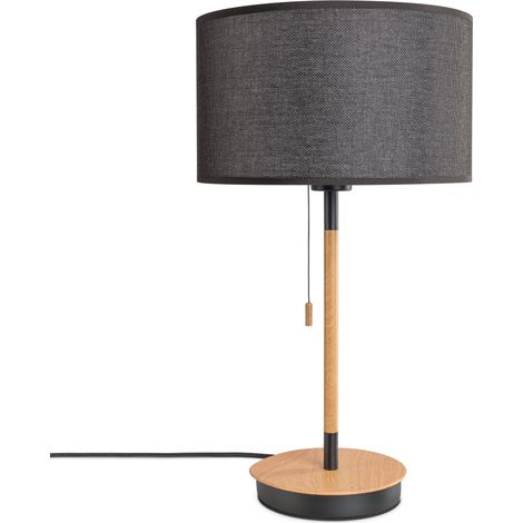 Paco Home Lámpara Pie Salón Pantalla Tela De Mesa Pantalla Textil E27 Luz Nocturna Negro (Ø28cm), Lámpara de mesa - Negro