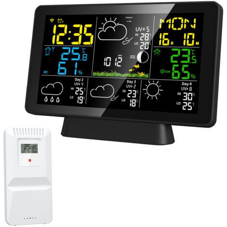Station météo intelligente WiFi avec écran couleur – Capteur extérieur inclus – Température intérieure -9,9 à +50 °C – Application TY pour contrôle à distance (1/5)