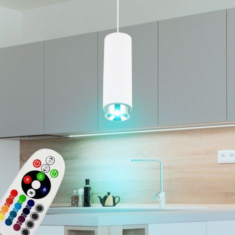 Lampada a sospensione LED dimmerabile con telecomando lampada da soggiorno in gesso lampada a sospensione lampada da tavolo da pranzo cambio colore RGB, 3,5 W 290 lm bianco caldo, PxA 9 x 181 cm (1/5)