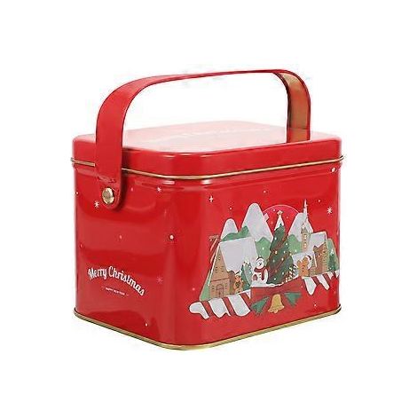 Boîte de rangement pour biscuits de Noël en forme de tirelire, contenant à bonbons, article de fête de Noël (14,00 x 13,00 x 10,50 cm, rouge)
