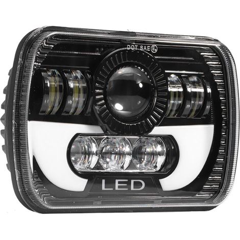 Faro universal de 5x7 pulgadas, LED cuadrado de 90 W, luz alta/baja, resistente al agua -Crezuo