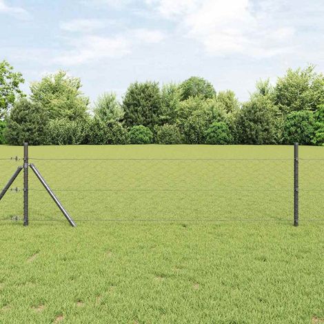 Zaunpfosten Grau 25 x 0,8 m (50 mm Mesh) Stahl und PVC