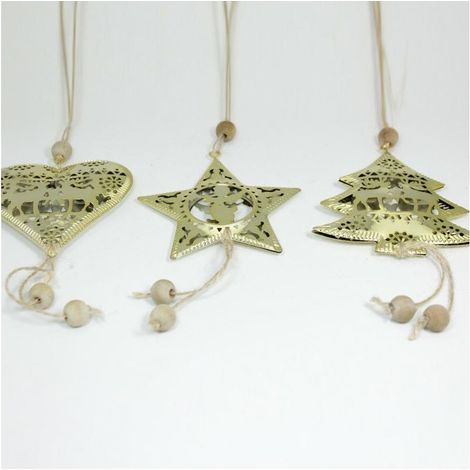 Addobbi natalizi in metallo per albero di Natale natalizio da decorazioni in oro 25 cm (1/5)